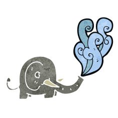 retro cartoon elephant squirting water N5