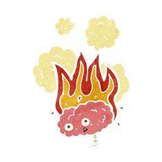 retro cartoon burning brain symbol