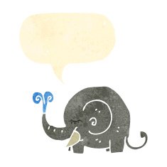 retro cartoon elephant squirting water N6