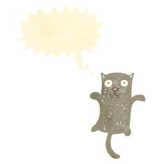 retro cartoon cat with speech bubble N9