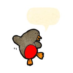retro cartoon robin with speech bubble