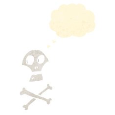 retro cartoon skull and crossbones
