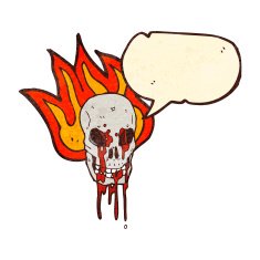 retro cartoon flaming skull N5
