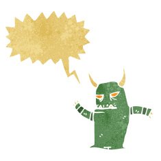 retro cartoon shouting monster