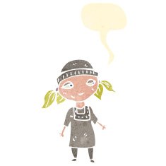 retro cartoon poor blond girl