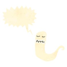 retro cartoon ghost with speech bubble N6