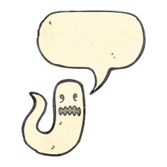 retro cartoon ghost with speech bubble N9