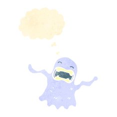 cartoon ghost with thought bubble N38