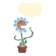 retro cartoon flower with speech bubble N4