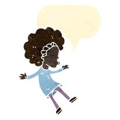 retro cartoon woman with speech bubble