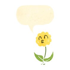 retro cartoon flower with speech bubble N6
