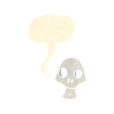 retro cartoon skull with speech bubble N6