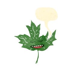 retro cartoon talking leaf