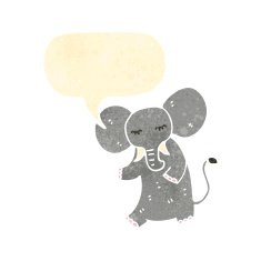 retro cartoon elephant with speech bubble