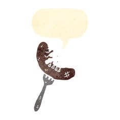 cartoon sausage on fork N16