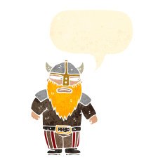 retro cartoon viking with speech bubble N2