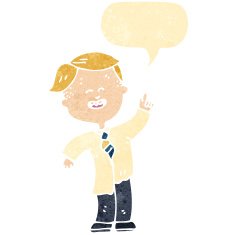retro cartoon schoolboy with speech bubble N2