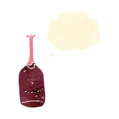 retro cartoon red wine bottle N5