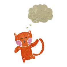 retro cartoon funny ginger cat with thougth bubble N3