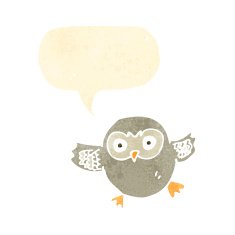 retro cartoon cute little owl
