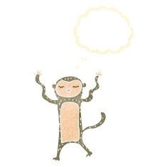 retro cartoon funny monkey with thought bubble N2