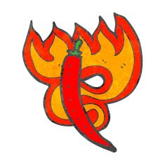 retro cartoon flaming chili pepper N2