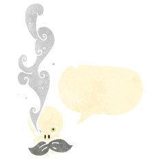 retro cartoon skull with mustache
