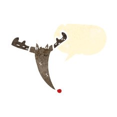 retro cartoon reindeer head with speech bubble