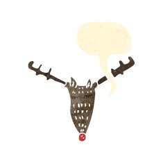 retro cartoon reindeer head with speech bubble N2