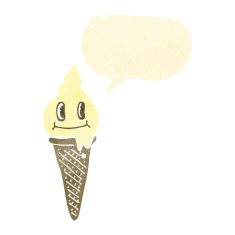 retro cartoon ice cream cone character