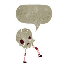 retro cartoon skull with speech bubble N7