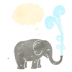 retro cartoon elephant squirting water N7