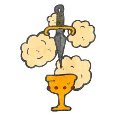 cartoon dagger and cup symbol N2