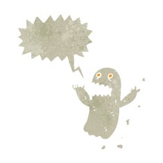 retro cartoon spooky shrieking ghost