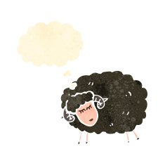 retro cartoon black sheep
