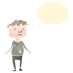 retro cartoon orphan boy