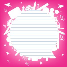 Pattern book with colorful school icons on background