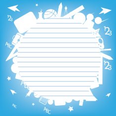 Pattern book with colorful school icons on background N2