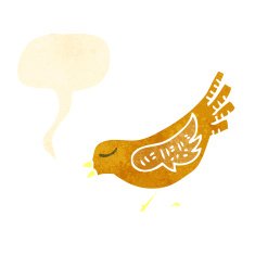 retro cartoon tweeting bird N4