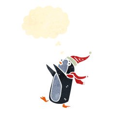 retro cartoon dancing penguin