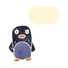 retro cartoon penguin N12