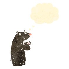 retro cartoon bear with thought bubble N2