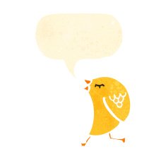 retro cartoon bird with speech bubble N10