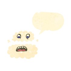 retro cartoon white cloud with face