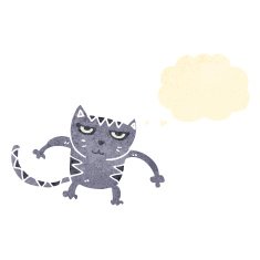 retro cartoon cat with thought bubble N13