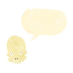 retro cartoon skull with speech bubble N8