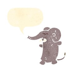 retro cartoon elephant with speech bubble N2