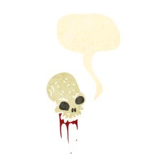 retro cartoon spooky talking skull