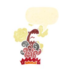 retro cartoon devil appearing