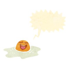 happy fried egg retro cartoon